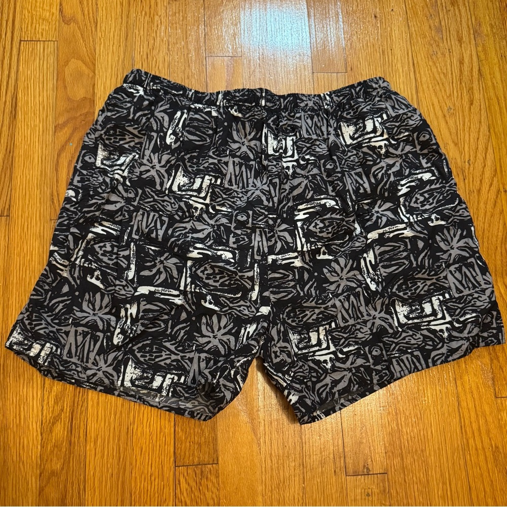 Sand N Sun Vintage Swim Trunks Mens XL Black Geometric Tribal Retro Beach 40-42